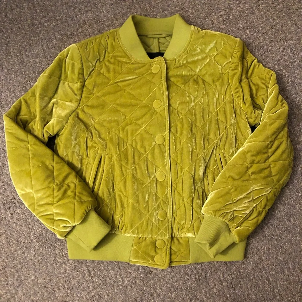 7 For All Mankind Chartreuse Bomber Jacket - Picture 6 of 9